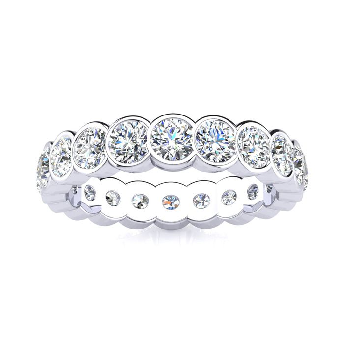 Platinum 2.85 Carat Round Diamond Bezel Set Eternity Ring (