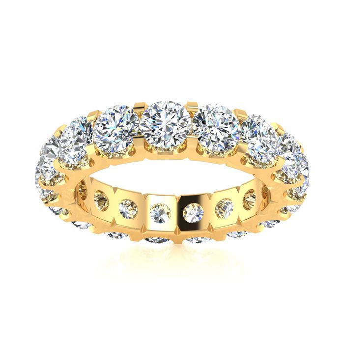 14K Yellow Gold (5 g) 4 Carat Round Moissanite Eternity Wedding Band, E/F Color, Size 4 by SuperJeweler