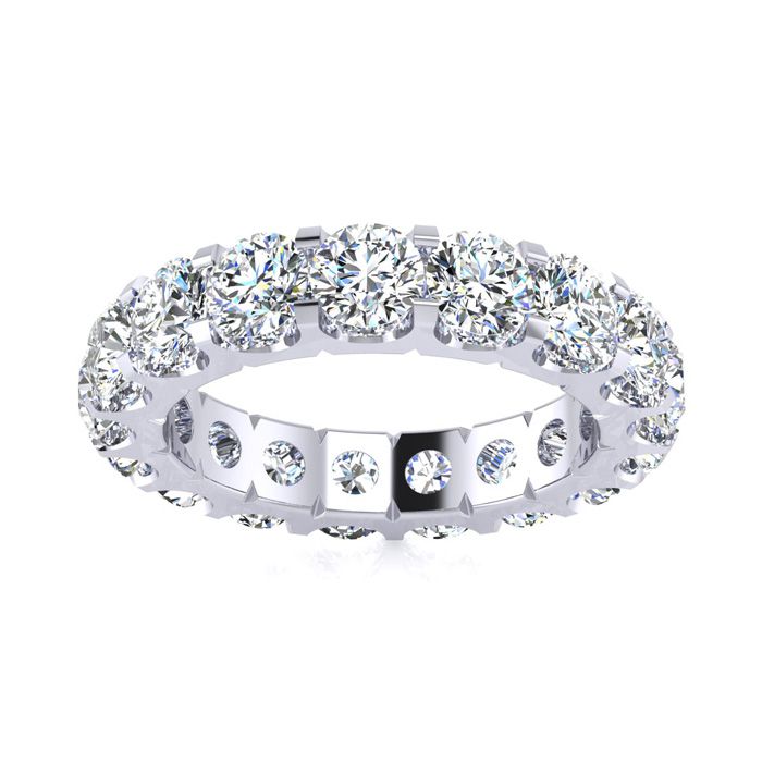 Platinum 4 Carat Round Moissanite Eternity Wedding Band, E/F Color, Size 4.5 by SuperJeweler