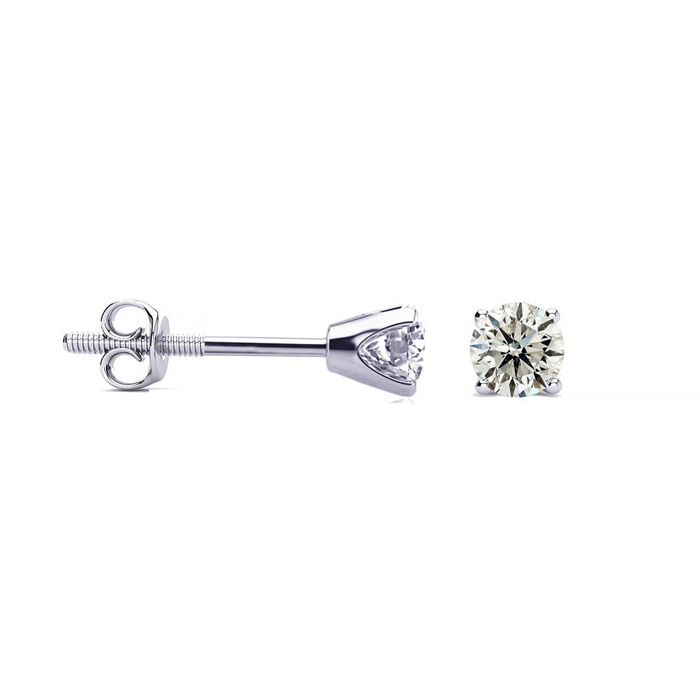 1/3 Carat Colorless Diamond Stud Earrings In White Gold (.8 Grams) (E-F, I2-I3) By Hansa