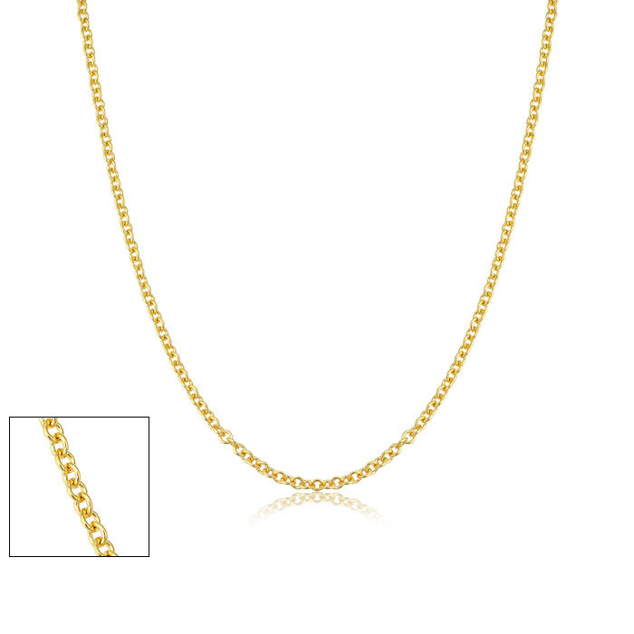 24 Inch 1MM Cable Chain Necklace In Yellow Gold Overlay By SuperJeweler