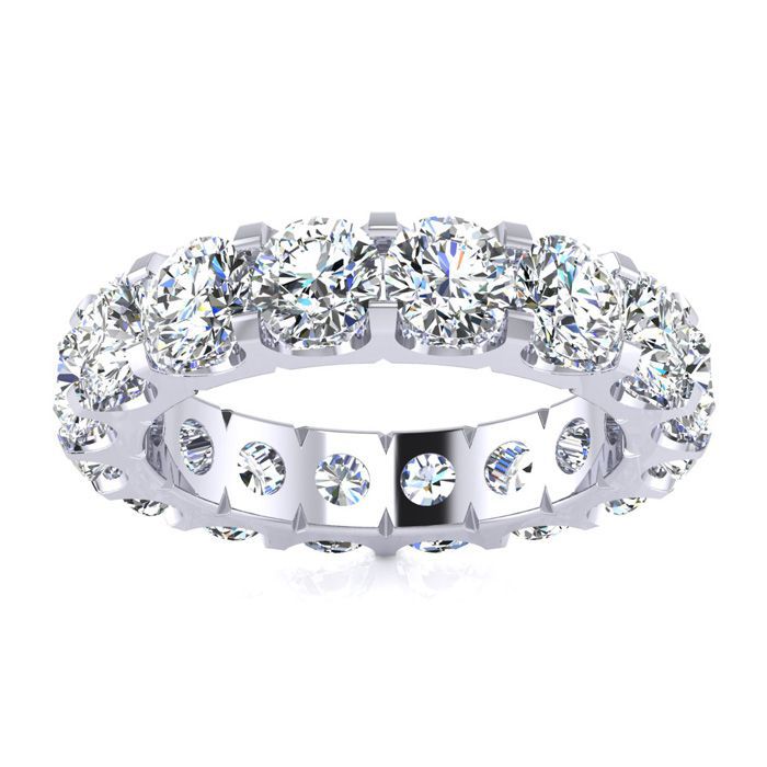 14K White Gold (7.3 g) 3 1/4 Carat Round Moissanite Comfort Fit Eternity Band, E/F Color, Size 4 by SuperJeweler