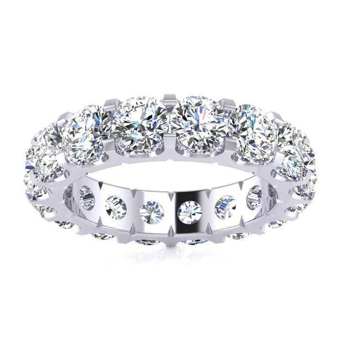 14K White Gold (7.3 g) 3 1/4 Carat Round Moissanite Comfort Fit Eternity Band, E/F Color, Size 4.5 by SuperJeweler