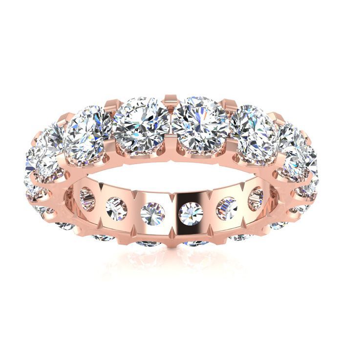 14K Rose Gold (7.3 g) 3 1/4 Carat Round Moissanite Comfort Fit Eternity Band, E/F Color, Size 4 by SuperJeweler