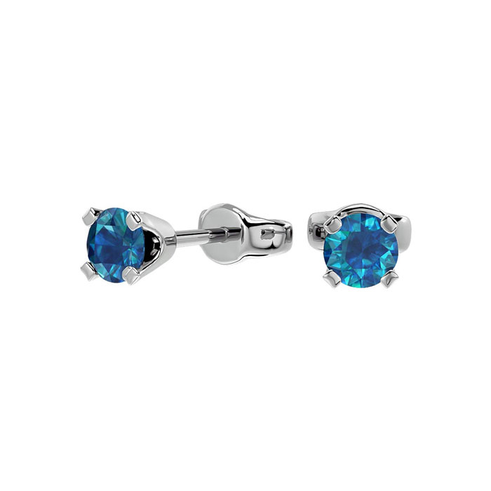 1/3 Carat Blue Diamond Stud Earrings in 14K White Gold Filled by SuperJeweler
