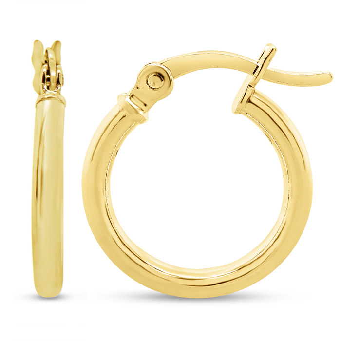 14MM Classic Hoop Earrings in 14K Yellow Gold (1.30 g) Over Sterling Silver by SuperJeweler