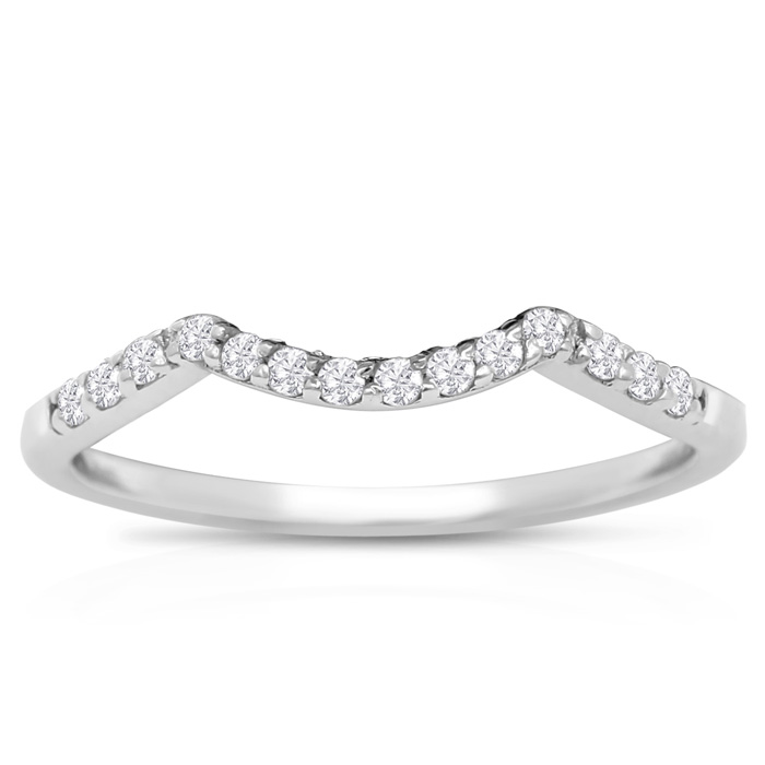 0.14 Carat Diamond Wedding Band in 14K White Gold (1.5 g) (, SI2-I1), Size 4 by SuperJeweler