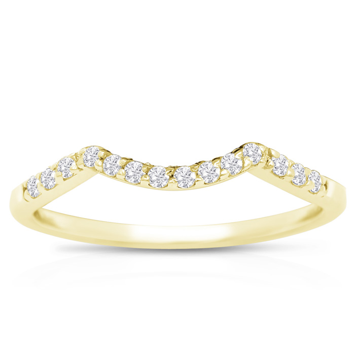 0.14 Carat Diamond Wedding Band in 14K Yellow Gold (1.5 g) (, SI2-I1), Size 4 by SuperJeweler