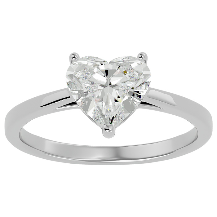 1.41 Carat Heart Shape Diamond Solitaire Ring in 14K White Gold (3 g) (, I1), Size 4 by SuperJeweler