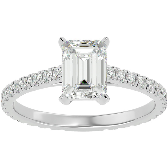 2 Carat Emerald Cut Diamond Engagement Ring in 14K White Gold (2 g) (1 Color  SI1)  Size 9 by SuperJeweler