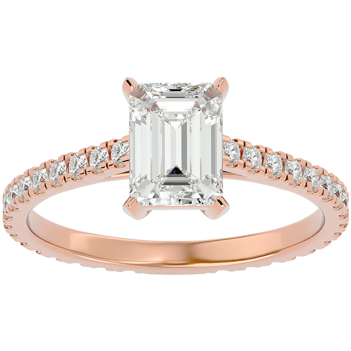 2 Carat Emerald Cut Diamond Engagement Ring in 14K Rose Gold (2 g) (1 Color  SI1)  Size 5.5 by SuperJeweler