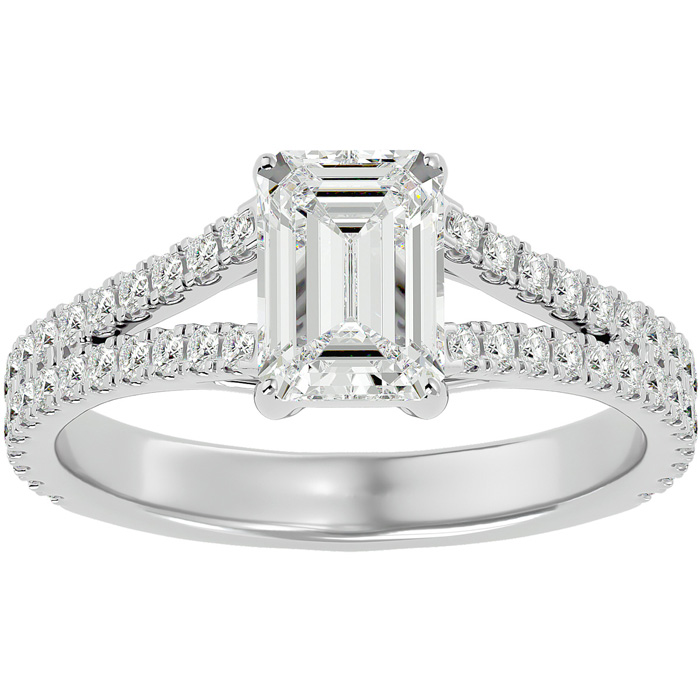 2 Carat Emerald Cut Diamond Engagement Ring in 14K White Gold (3.8 g) (1 Color  SI1)  Size 5 by SuperJeweler