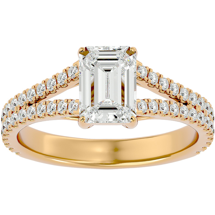 2 Carat Emerald Cut Diamond Engagement Ring in 14K Yellow Gold (3.8 g) (G-H Color