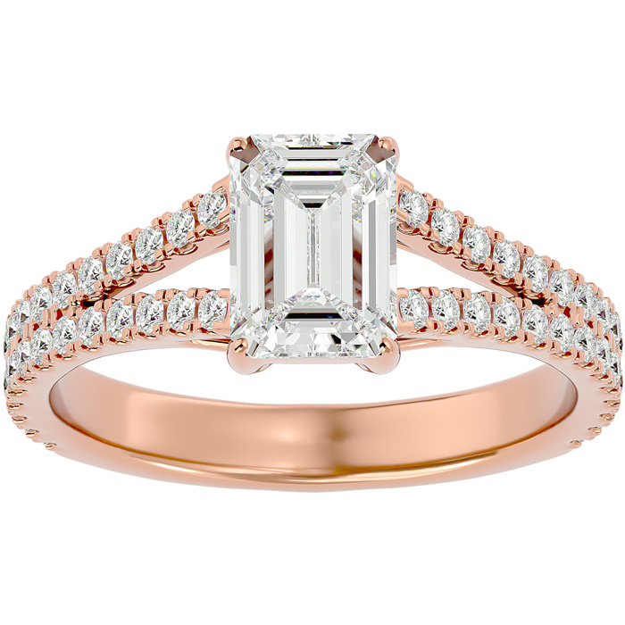 2 Carat Emerald Cut Diamond Engagement Ring in 14K Rose Gold (3.8 g) (1 Color  SI1)  Size 8 by SuperJeweler