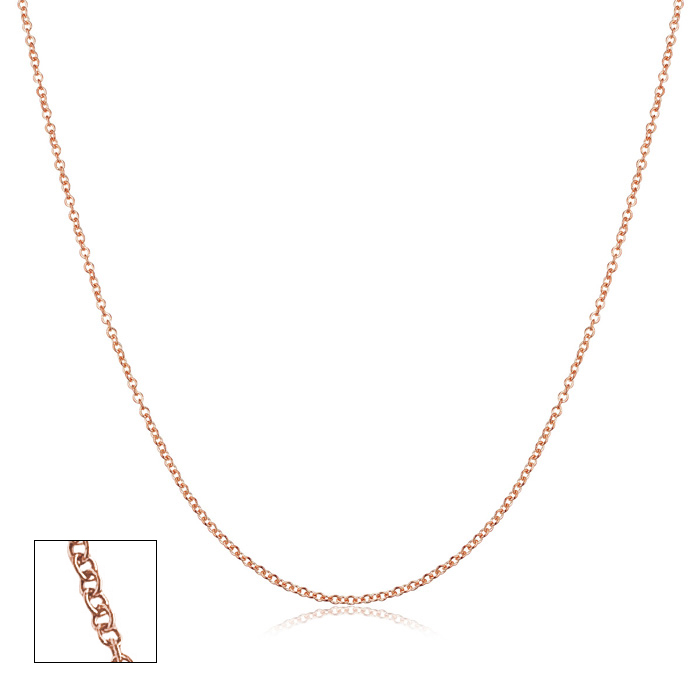 14K Rose Gold (1.2 g) 1mm Cable Chain Necklace, 16 Inches by SuperJeweler