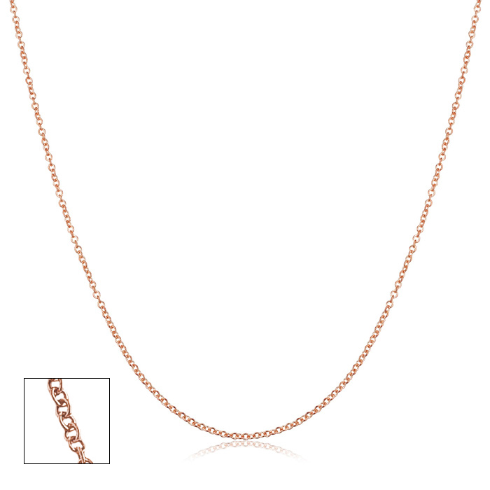 14K Rose Gold (1.4 g) 1mm Cable Chain Necklace, 18 Inches by SuperJeweler