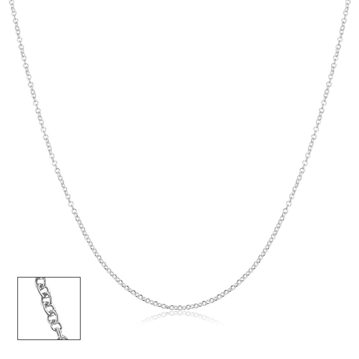 14K White Gold (1.2 g) 1mm Cable Chain Necklace, 16 Inches by SuperJeweler