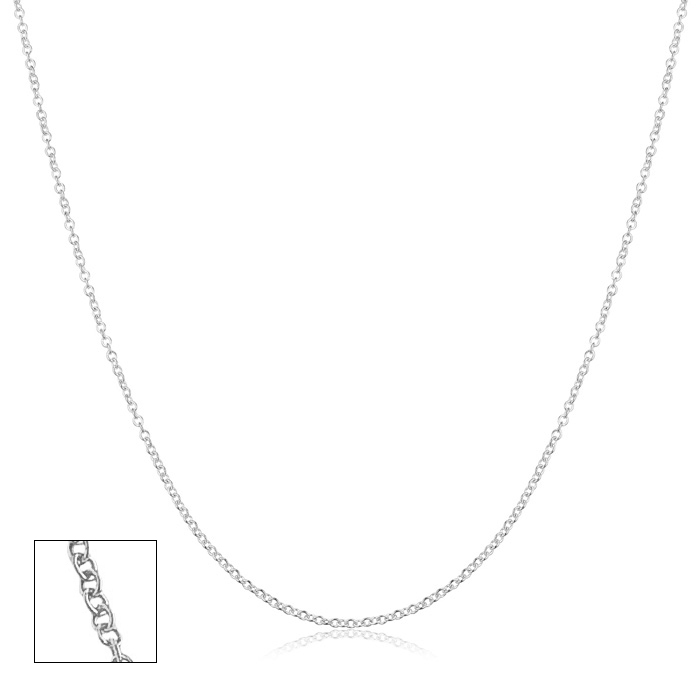 14K White Gold (1.4 g) 1mm Cable Chain Necklace, 18 Inches by SuperJeweler