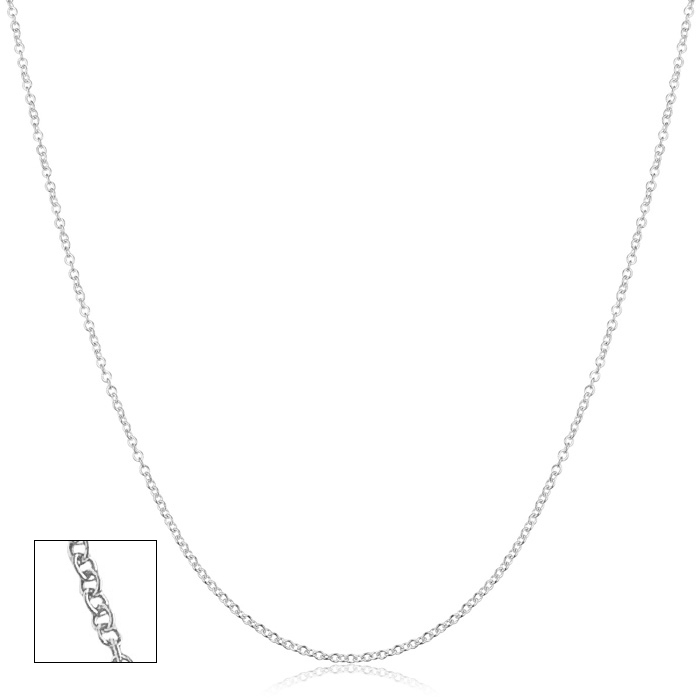 14K White Gold (1.6 g) 1mm Cable Chain Necklace, 20 Inches by SuperJeweler