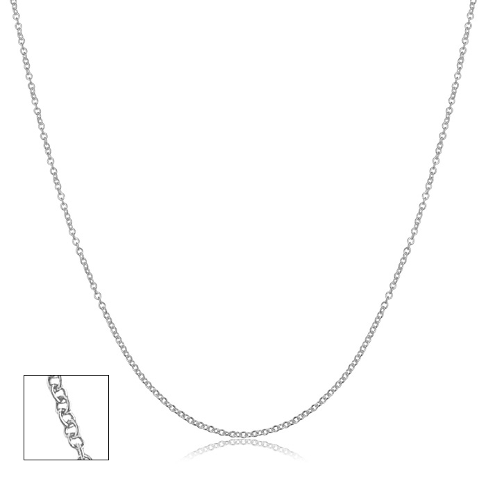 14K White Gold (1.7 g) 1.2mm Cable Chain Necklace, 18 Inches by SuperJeweler