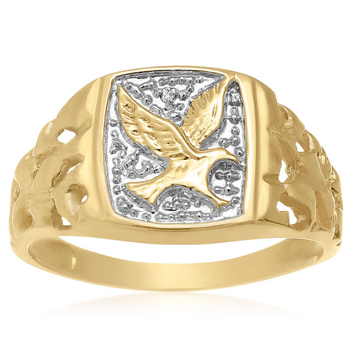 Fly High American Eagle Nugget Ring, Yellow Gold,  by SuperJeweler