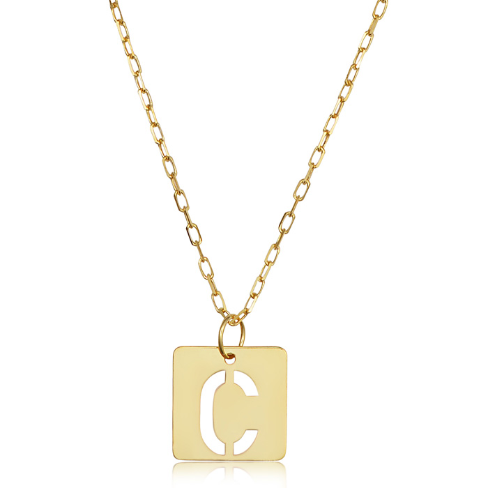 "C" Initial Necklace in 14K Yellow Gold, 16-18 Inches by SuperJeweler