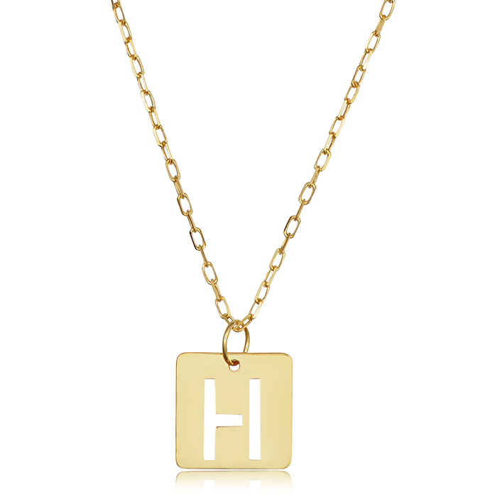 "H" Initial Necklace in 14K Yellow Gold, 16-18 Inches by SuperJeweler