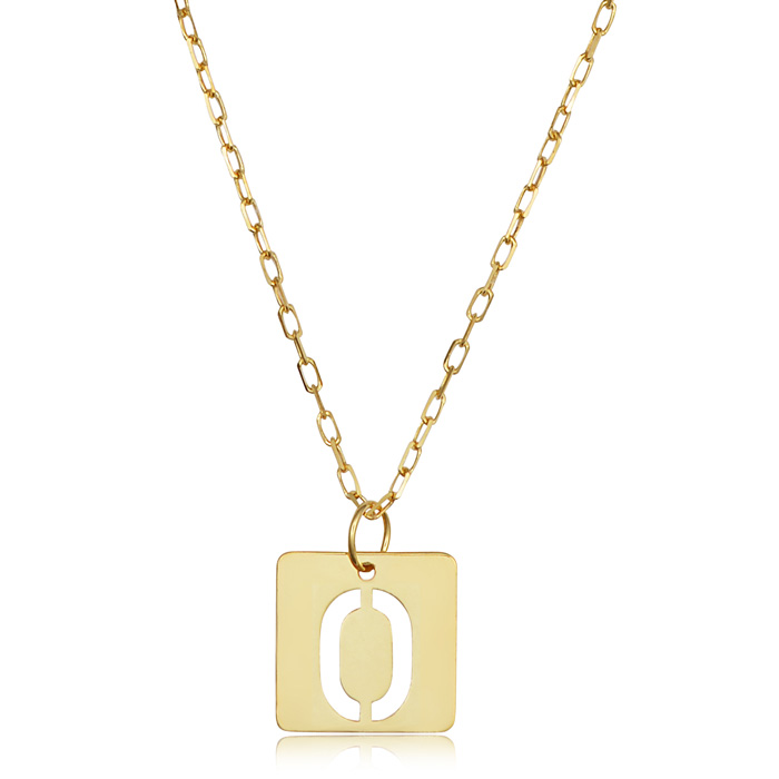 "O" Initial Necklace in 14K Yellow Gold, 16-18 Inches by SuperJeweler
