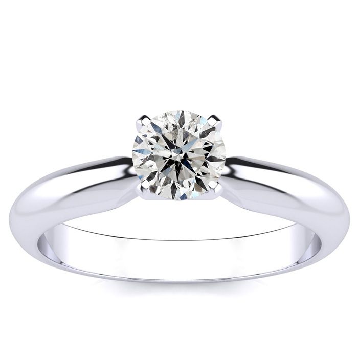 1/2 Carat Round Diamond Engagement Ring in 14K White Gold (, SI2-I1) by SuperJeweler