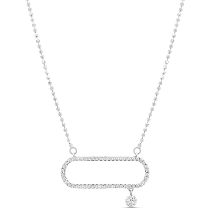 1/4 Carat Diamond Raindrops Necklace w/ Paperclip in 14K White Gold (2.2 g), 16-18 Inches, G/H Color by SuperJeweler