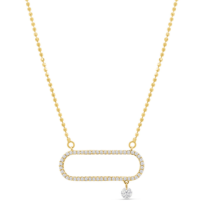 1/4 Carat Diamond Raindrops Necklace w/ Paperclip in 14K Yellow Gold (2.2 g), 16-18 Inches (G-H Color, SI1) by SuperJeweler