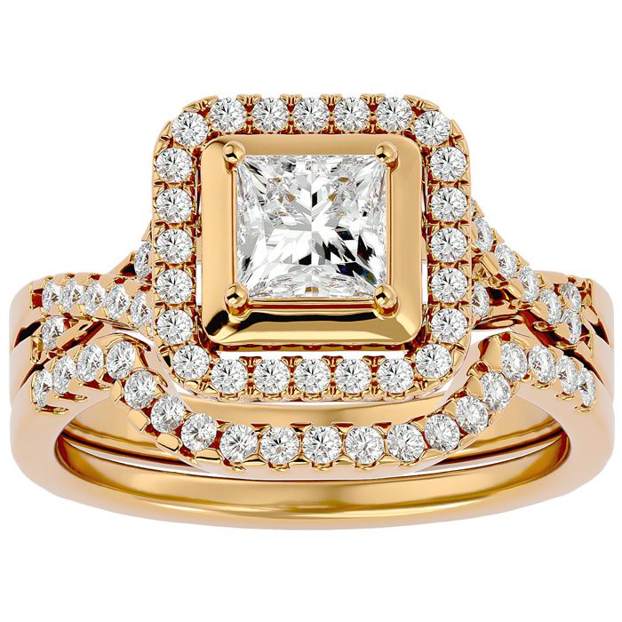 1.25 Carat Princess Cut Diamond Bridal Ring Set in 14K Yellow Gold (6.8 g) (, SI2-I1), Size 4 by SuperJeweler