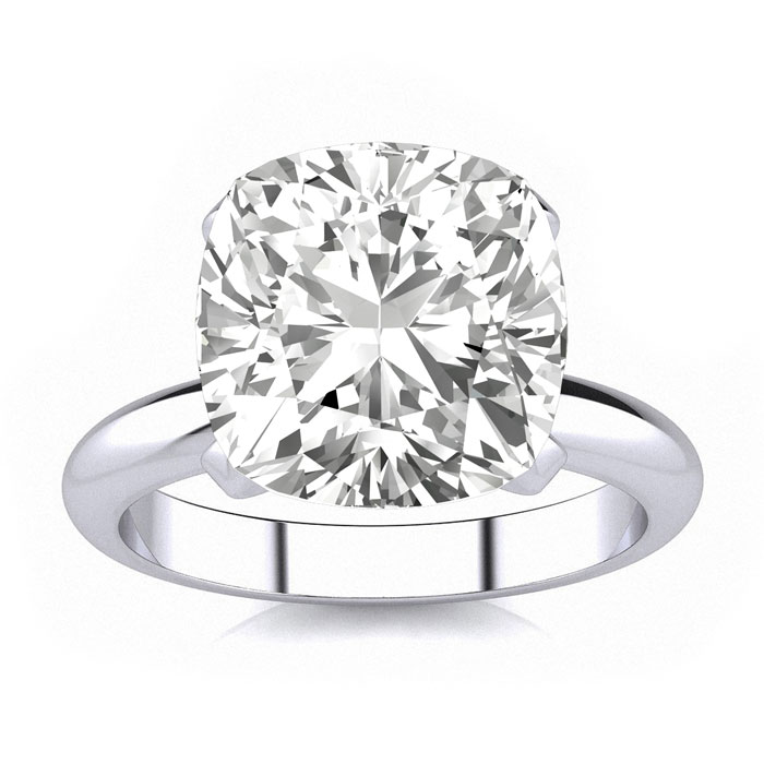 5.70 Carat Cushion Cut Diamond White Gold Solitaire Engagement Ring (, SI1 Clarity Enhanced), Size 10 by SuperJeweler