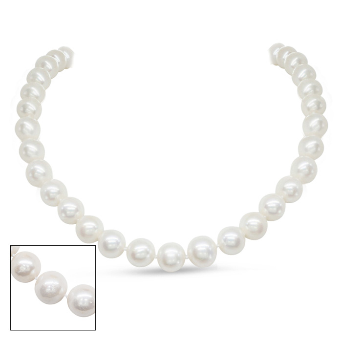 18 Inch 10mm AA+ Hand Knotted Pearl Necklace, 14K Yellow Gold Clasp by SuperJeweler