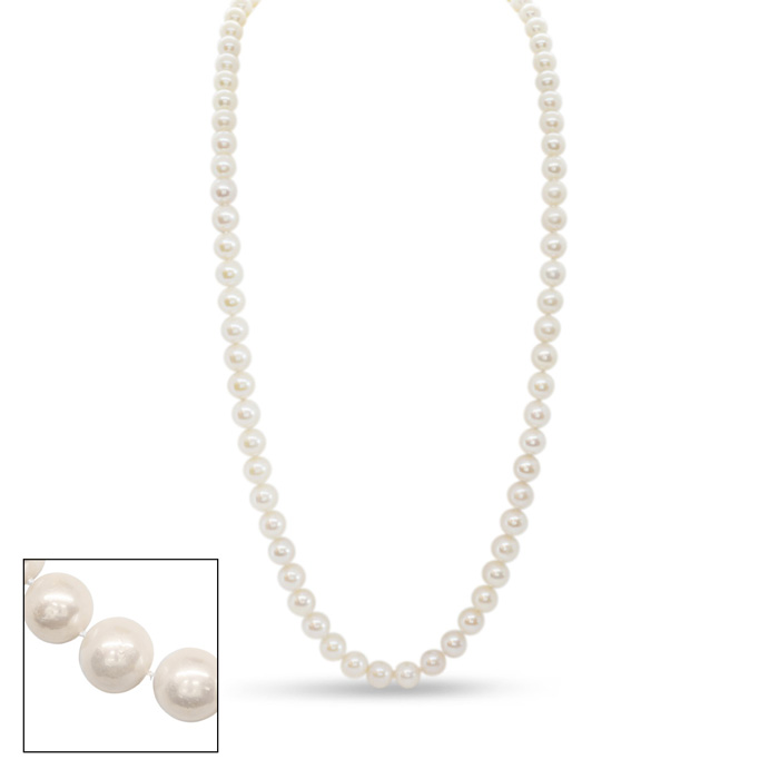 30 Inch 10mm AA+ Hand Knotted Pearl Necklace, 14K Yellow Gold Clasp by SuperJeweler