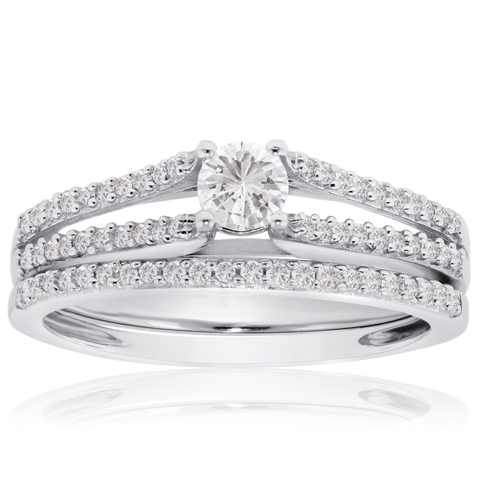 Previously Owned 1/2 Carat Diamond Bridal Ring Set in 14K White Gold, G-H Color, Size 5 by SuperJeweler