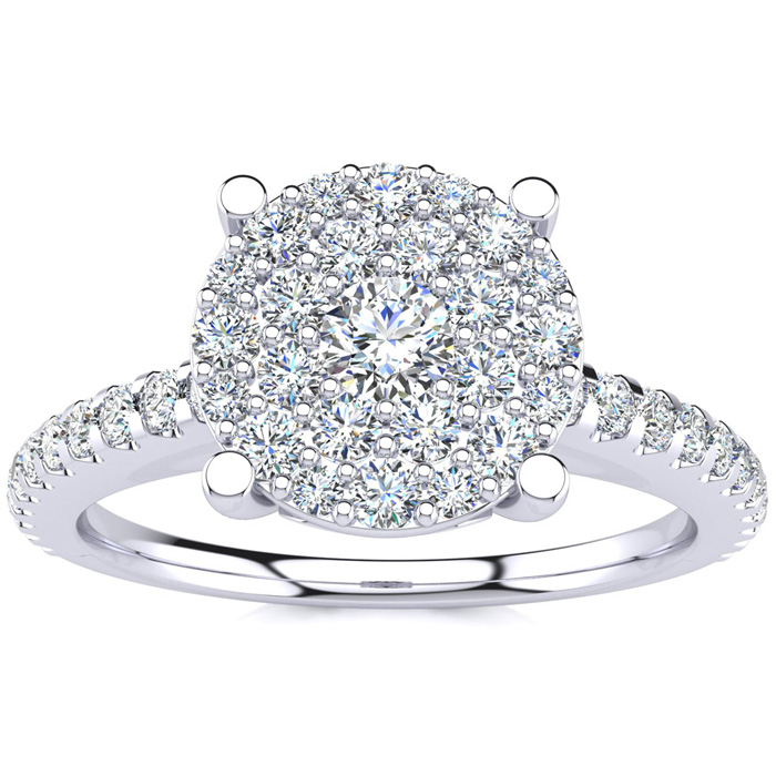 Previously Owned 1/2 Carat Pave Diamond Engagement Ring in Solid White Gold, Size 6 ( by SuperJeweler