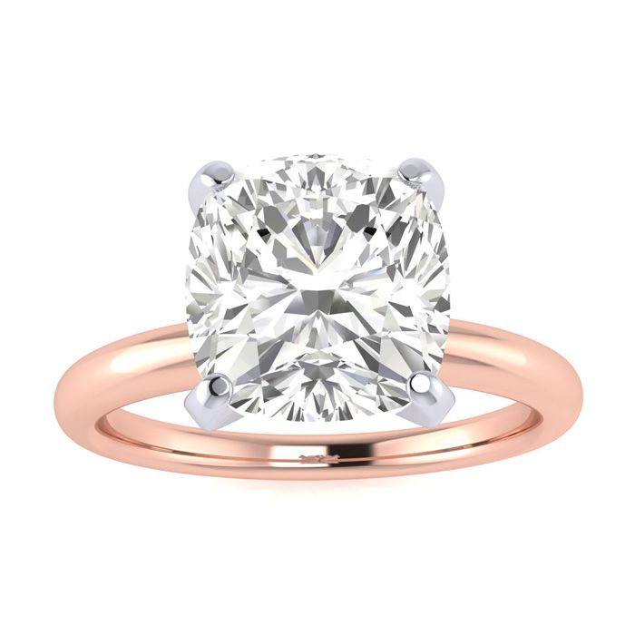 2.5 Carat Cushion Cut Diamond Solitaire Engagement Ring in 14K Rose Gold (  I1-I2 Clarity Enhanced)  Size 5 by SuperJeweler