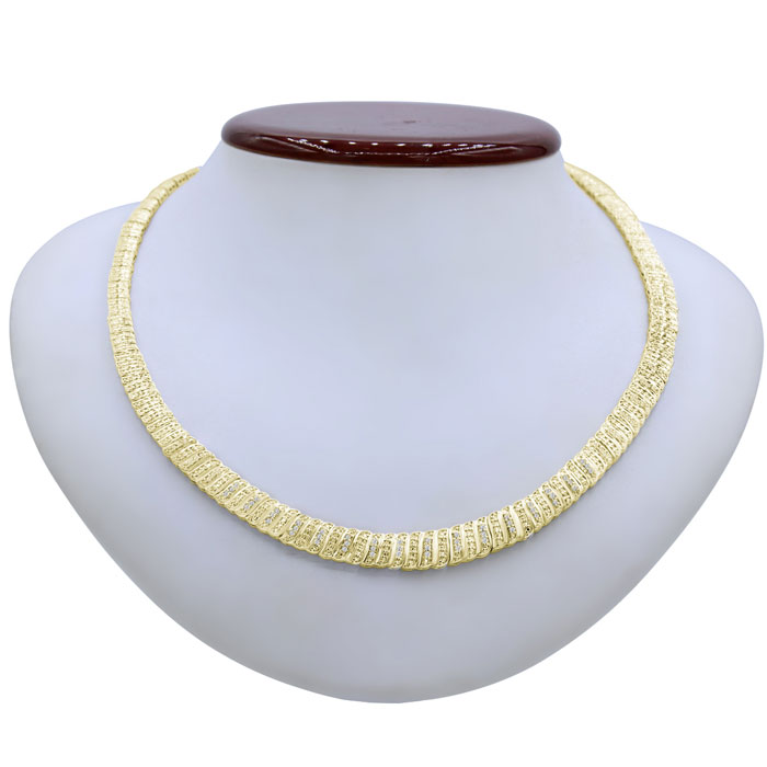 1 Carat Diamond Graduated Collar Necklace in Yellow Gold (30 g) Overlay, 16 Inches,  by SuperJeweler