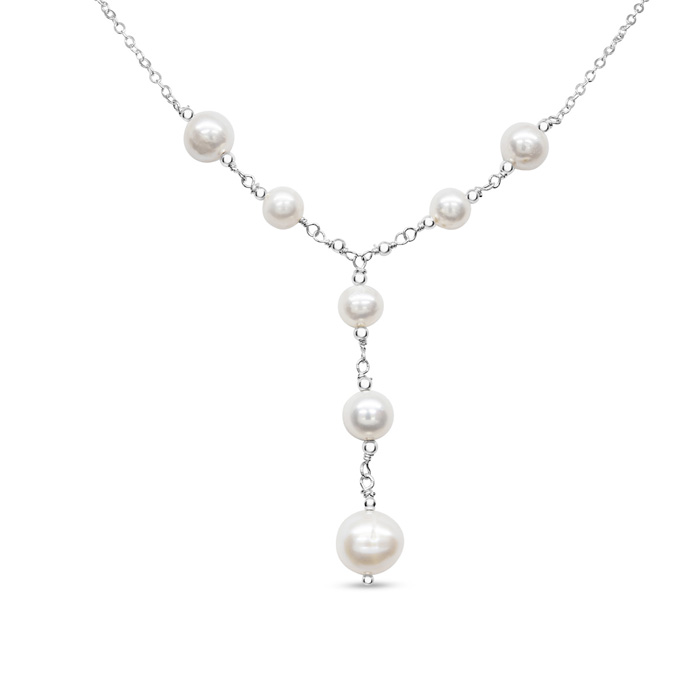 Freshwater Cultured Pearl Y Necklace in Sterling Silver, 16 Inches by SuperJeweler