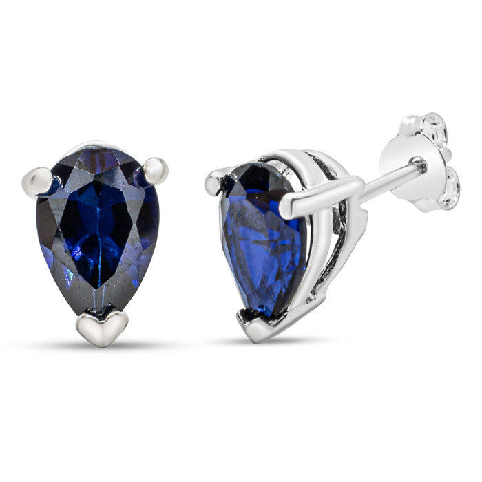 3 Carat Created Sapphire Pear Shape Stud Earrings in Sterling Silver by SuperJeweler