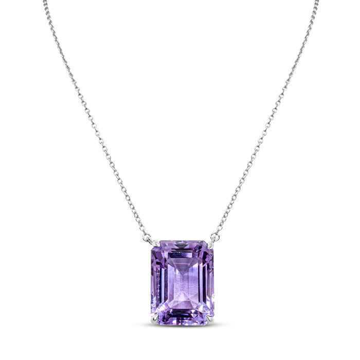 20 Carat Octagon Amethyst Necklace in Sterling Silver, 16 Inches by SuperJeweler