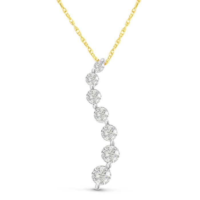 1/2 Carat Journey Diamond Pendant Necklace in 14k Yellow Gold (2 g), , 18 Inch Chain by SuperJeweler