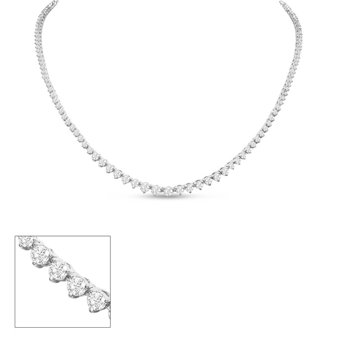 Graduated 5 Carat Diamond Tennis Necklace in 14K White Gold (15 g), 16 Inches (, I2) by SuperJeweler