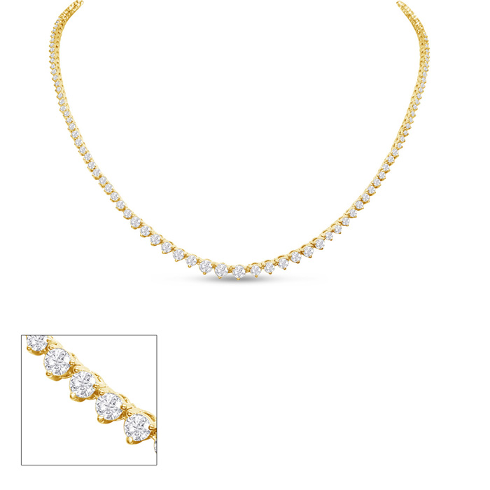 Graduated 5 Carat Diamond Tennis Necklace in 14K Yellow Gold (15 g), 16 Inches (, I2) by SuperJeweler