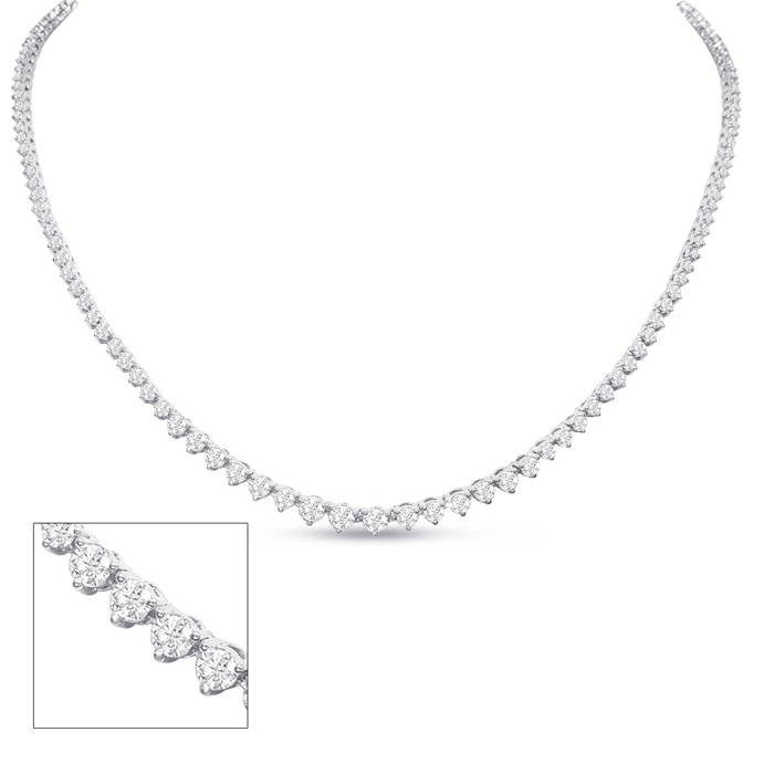 Graduated 5 Carat Diamond Tennis Necklace in 14K White Gold (15.8 g), 17 Inches (, I2) by SuperJeweler