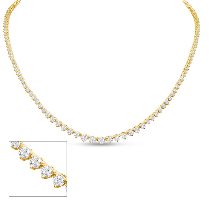 Graduated 5 Carat Diamond Tennis Necklace in 14K Yellow Gold (15.8 g), 17 Inches (, I2) by SuperJeweler