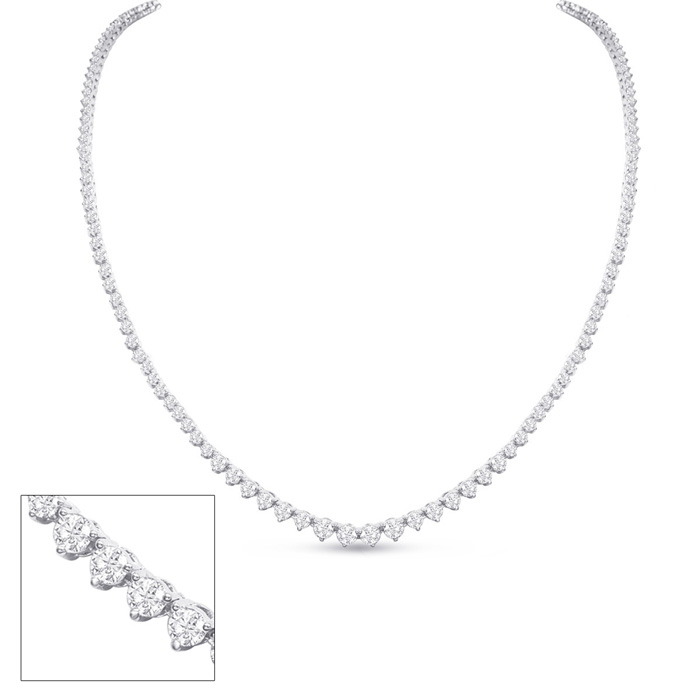 Graduated 5 1/2 Carat Diamond Tennis Necklace in 14K White Gold (16.7 g), 18 Inches (, I2) by SuperJeweler