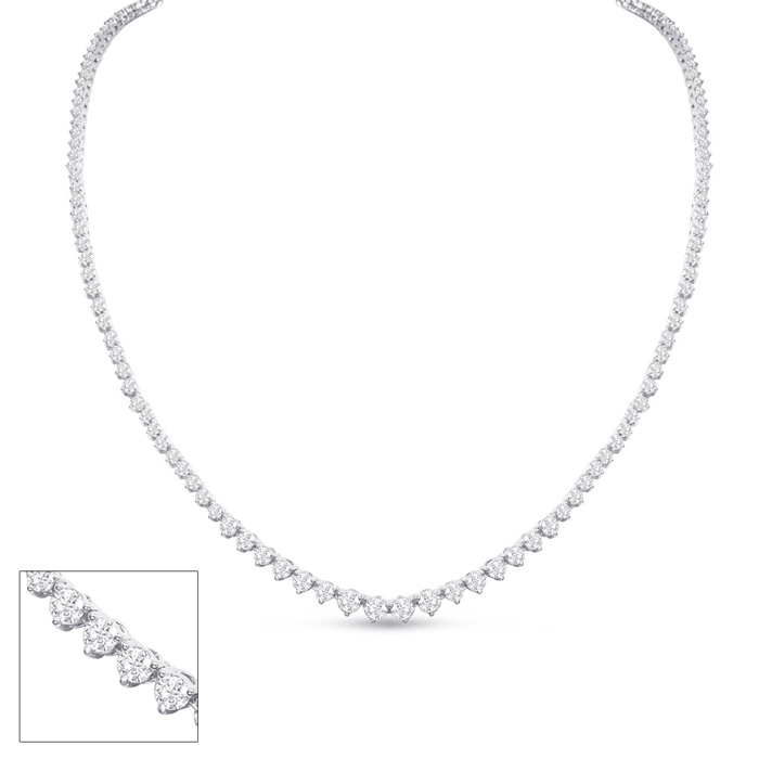 Graduated 6 1/2 Carat Diamond Tennis Necklace in 14K White Gold (20.5 g), 22 Inches (, I2) by SuperJeweler