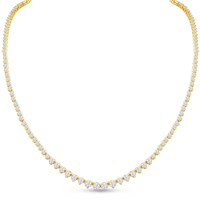 Graduated 7 Carat Diamond Tennis Necklace in 14K Yellow Gold (22.5 g), 24 Inches (, I2) by SuperJeweler